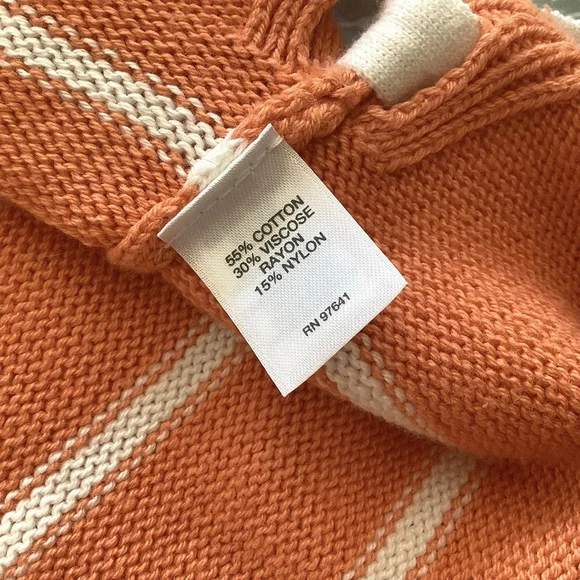 J Jill Sweater Women‎ Sz XS Orange Knit Cotton Stripes Office Career Tunic EUC - Picture 9 of 10